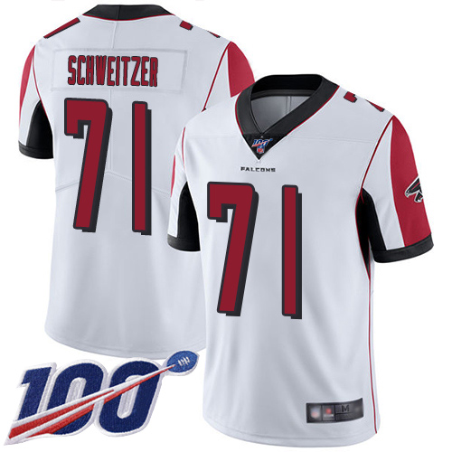 Atlanta Falcons Limited White Men Wes Schweitzer Road Jersey NFL Football #71 100th Season Vapor Untouchable